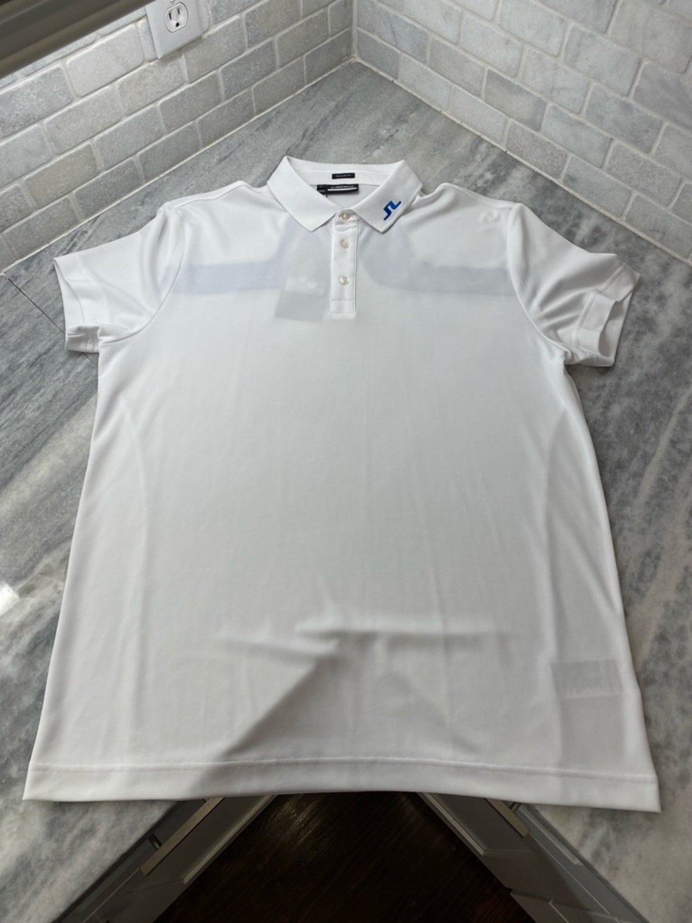 J.Lindeberg White Polo with Blue Logo